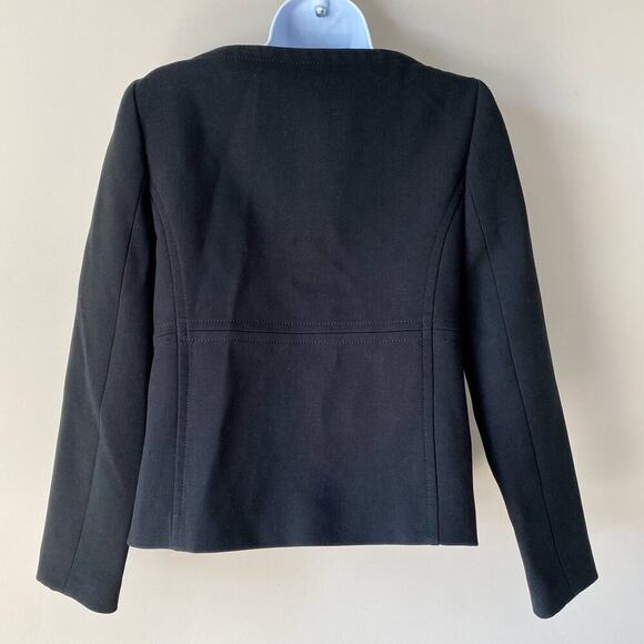 MILLY Jacket Blazer Black Lamb Leather Shoulder Snap Front Black Career 4 - Picture 2 of 8